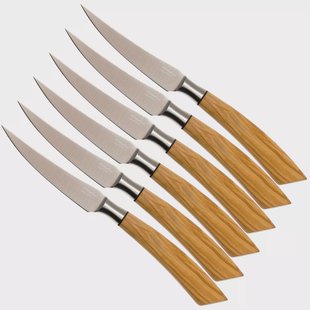 Saladini 6-delige steakmessenset 23 cm, olijfhout