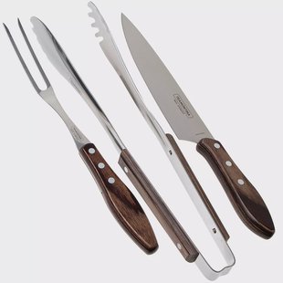Tramontina Churrasco trancheerset met barbecuetang, bruin