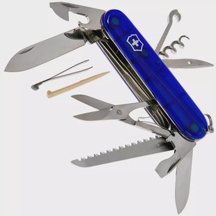 Victorinox Huntsman transparant blauw 1.3713.T2 Zwitsers zakmes