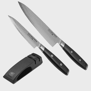 Yaxell Tsuchimon 36753, 3-delige giftset koksmes, universeelmes en messenslijper