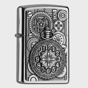 Zippo Steampunk Pocket Watch Emblem 2004742, Street Chrome, aansteker