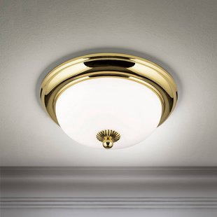 ORION Empire plafondlamp, Ø 26,5 cm, goud, mat opaalglas