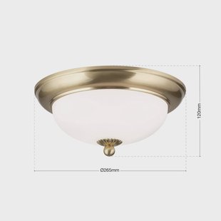 ORION Empire plafondlamp, Ø 26,5 cm, messing, mat opaalglas