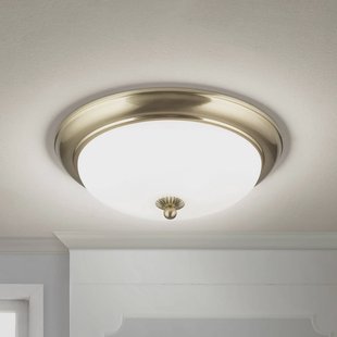 ORION Empire plafondlamp, Ø 35,5 cm, messing, mat opaalglas