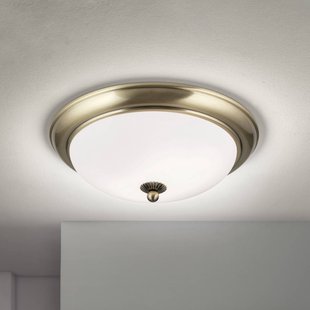 ORION Empire plafondlamp, Ø 35,5 cm, antiek messing, mat opaalglas