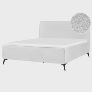 Beliani - VALOGNES - Bed - Gebroken wit - 160 x 200 cm - Bouclé