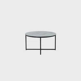 Fjôrd - Salontafel Zwart Glas Ø80cm - Marmer - Rock