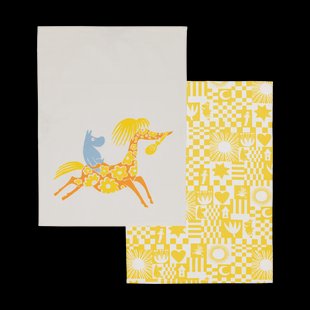 Moomin Arabia Party Moomin theedoek 50x70 cm 2-delig Geel