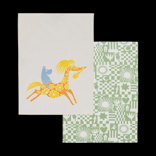 Moomin Arabia Party Moomin theedoek 50x70 cm 2-delig Groen