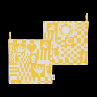 Moomin Arabia Party Moomin pannenlappen 22x22 cm 2-pack Geel