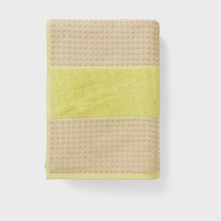 Juna Check handdoek 50x100 cm Geel-roze