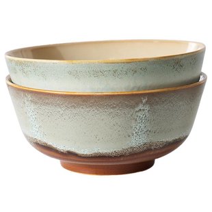 HKliving 70&#039;s Ceramic Ramen Kom&Oslash;19 Set Van 2 Verge