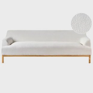 Beliani - SOSJO - Driezitsbank - Gebroken wit - Bouclé