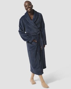 HEMA Badjas rib fleece donkerblauw (donkerblauw)