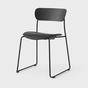 &Tradition Pavilion AV52 stoel gestoffeerde zitting Black-Noble leather Black