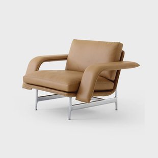 &Tradition Meantime AV29 loungefauteuil Pol. aluminium-Noble leather cognac