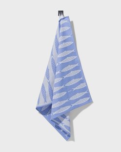 HEMA Theedoek 65x65cm katoen vissen frisblauw (blauw)