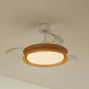 Lucande LED-ventilator Lineta, wit, kabel, Ø 103 cm, stil