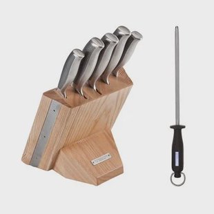 Diamant Sabatier Riyouri Messenblok - 5-delig - Naturel Eiken Hout|RVS