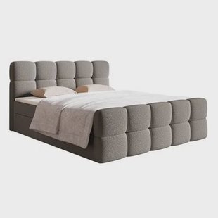 NADUVI Collection Chloe Boxspring met Opbergvak 160 x 200 cm - Bouclé - Grijs