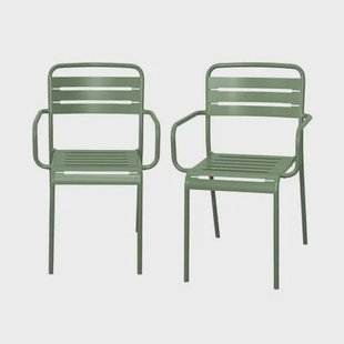 sweeek - Tuinstoelen metaal met armleuning (set van 2)