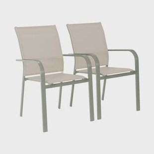 sweeek - Stapelen tuinstoelen van aluminium en textileen (Set van 2)
