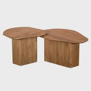 Giga Meubel - Salontafel Bruin - Set Van 2 - 70x60x35cm - Jinte Giga Meubel - Salontafel Bruin - Set Van 2 - 70x60x35cm - Jinte