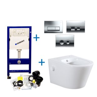 Geberit up100 Toiletset Bidesta | Rimless | Met Bidetkraan | Glans Wit | Delta Drukplaat