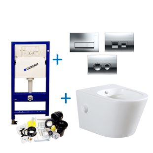 Geberit up100 Toiletset Bidesta | Rimless | Met Bidetkraan | Mat Wit | Delta Drukplaat
