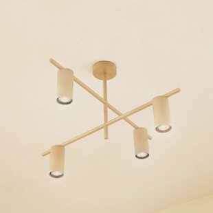 Lindby plafondlamp Marilou, beige, 4-lamps, Ø 70 cm