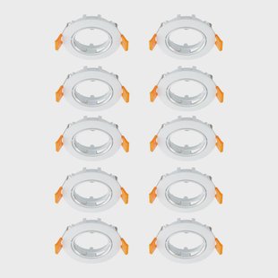 Prios plafond inbouwlamp Fibur, wit, zink, Ø 8,2 cm, 10 stuks