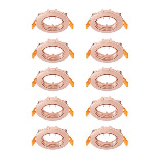 Prios plafond inbouwlamp Fibur, koper, zink, Ø8,2 cm, 10 stuks