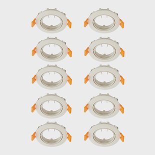 Prios plafond inbouwlamp Fibur, beige, zink, Ø 8,2 cm, 10 stuks