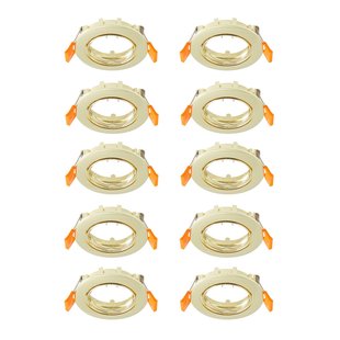 Prios plafond inbouwlamp Fibur, goud, zink, Ø 8,2 cm, 10 stuks