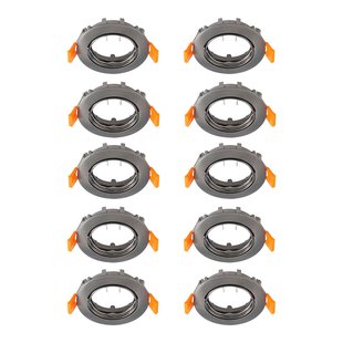 Prios plafond inbouwlamp Fibur, donkergrijs, Ø8cm, set van 10