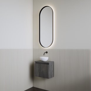 Fonteinset | BWS Leto | Zwart Eiken | Waskom Mat Wit