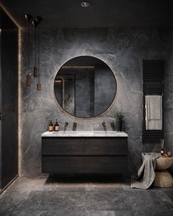 Badkamermeubelset Forzalaqua Nova Doppio Carrara Reno 2.0 Black Oiled 160 cm Met 2 Kraangaten