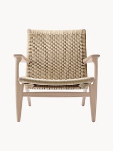 Loungefauteuil CH25 met handgevlochten zitvlak en rugleuning