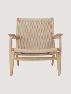 Loungefauteuil CH25 met handgevlochten zitvlak en rugleuning