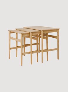 Bijzettafels CH004 van eikenhout, 3-delig