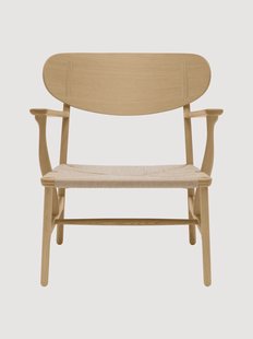 Houten armtoel CH22 met handgeweven zitvlak