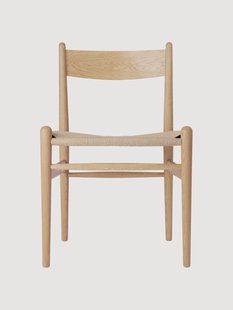 Houten stoel CH36 met handgeweven zitting