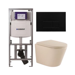 QeramiQ Dely Toiletset - 36.3x51.7cm - diepspoel - rimless - Geberit UP320 inbouwreservoir - softclose toilet zitting 35 mm - metaal mat zwart bedieningsplaat - rechthoekige knoppen - mat beige SW1000764/SW1000771/0701131/SW706193 QeramiQ Dely Toiletset - 36.3x51.7cm - diepspoel - rimless - Geberit UP320 inbouwreservoir - softclose toilet zitting 35 mm - metaal mat zwart bedieningsplaat - rechthoekige knoppen - mat beige SW1000764/SW1000771/0701131/SW706193