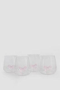 Waterglazen met roze strikje