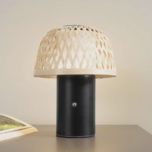 Lindby LED tafellamp op batterijen Nifelia, bamboe, CCT, dimbaar