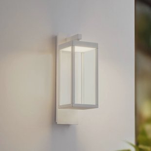 Lucande LED buiten wandlamp Ferdinand, wit, metaal, 38 cm