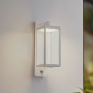 Lucande LED buiten wandlamp Ferdinand, wit, sensor, 38 cm