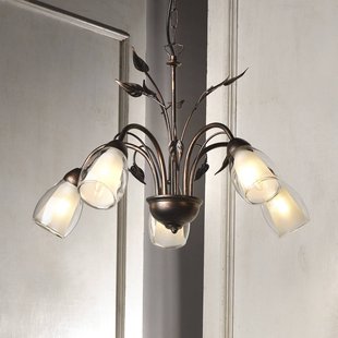 ONLI Hanglamp Liliana, 5-lamps, zwart, roségoud, metaal