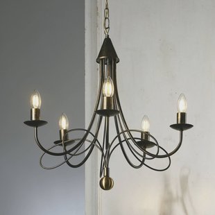 ONLI Kroonluchter Milvia, 5-lamps, bronskleurig, metaal