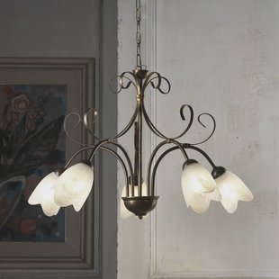 ONLI Hanglamp Odino, 5-lamps, bronskleurig, metaal, glas